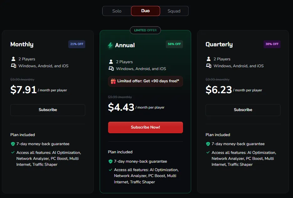 Duo prices as of October 22, 2026
